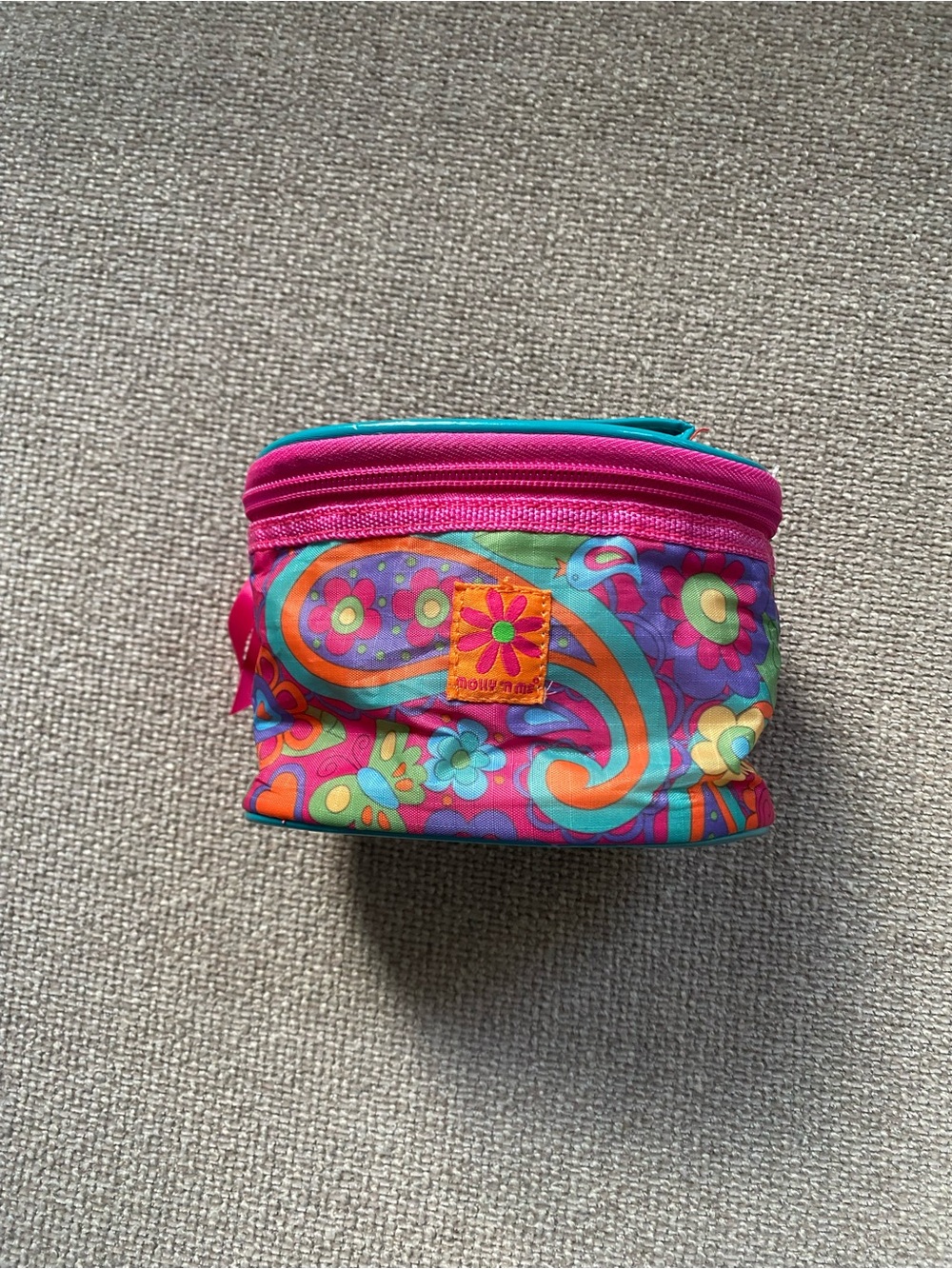 Paisley Floral Mini Cosmetic Bag in Pink & Turquoise - Small Travel Pouch